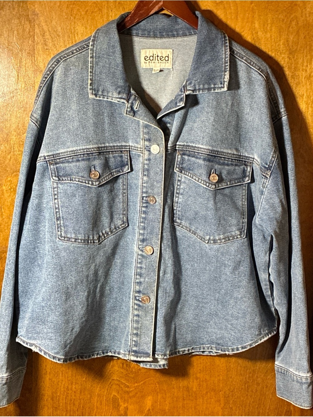 Edited By Remi Bader Denim Shacket Med Wash Sz XL Hippie Festival Fall